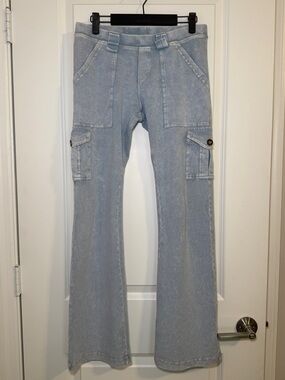 HARDTAIL Baby Blue Stretchy Cargo Flare Pants